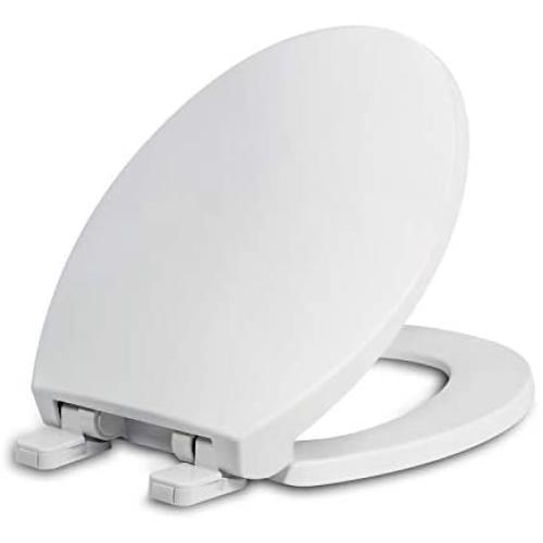 Round Toilet Seat with Lid, Slow Close Seat and Cover, Including Two Sets of Parts, Fit All Standard Round Toilet, Quiet Close, Plastic, White