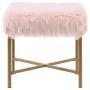 HomePop Faux Fur Square Stool with Metal Legs, Pink
