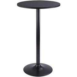 Furmax Bistro Pub Table Round Bar Height Cocktail Table Metal Base MDF Top Obsidian Table with Black Leg 23.8-Inch Top, 39.5-Inch Height (Black)