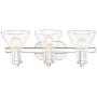 Sorren Modern Wall Light Polished Nickel Hardwired 20 1/2'' Wide 3-Light Fixture Curving Clear Glass for Bathroom Vanity Mirror - Possini Euro Design