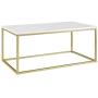 Walker Edison Modern Marble and Metal Frame Open Rectangle Coffee Accent Living Room Ottoman Table, 42 Inch, Marble & Gold