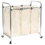 Seville Classics Mobile 3-Bag Heavy-Duty Laundry Hamper Sorter Cart