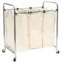 Seville Classics Mobile 3-Bag Heavy-Duty Laundry Hamper Sorter Cart