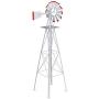 HAPPYGRILL Large 8ft Windmill Yard Garden Metal Ornamental Wind Mill for Garden Lawn Backyard, Grey