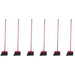 AmazonCommercial Angle Broom with Vinyl-Coated Metal Handle - 6-Pack