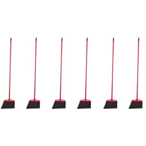 AmazonCommercial Angle Broom with Vinyl-Coated Metal Handle - 6-Pack