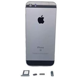E&B Battery Housing Door for iPhone SE with Logo Hybrid Metal Back Cover Replacements (Space Gray)