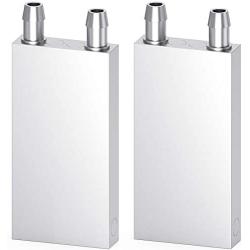DIYhz Aluminum Water Cooling Block, Liquid Water Cooler Heat Sink System for PC Computer CPU Graphics Radiator Heatsink Endothermic Head Silver 2pcs(40mm x 80mm x 12mm)
