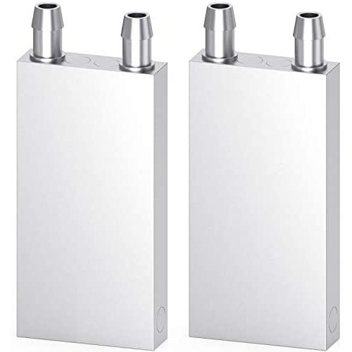 DIYhz Aluminum Water Cooling Block, Liquid Water Cooler Heat Sink System for PC Computer CPU Graphics Radiator Heatsink Endothermic Head Silver 2pcs(40mm x 80mm x 12mm)