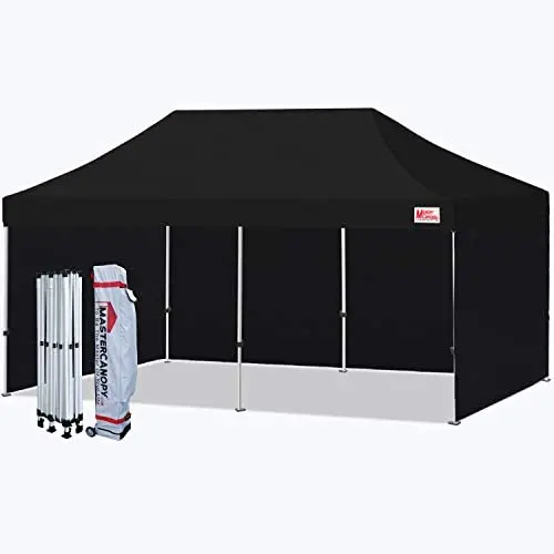 MASTERCANOPY Ez Pop-up Canopy Tent 10x20 Commercial Instant Canopies with 4 Removable Side Walls,2 Door Wall and Roller Bag, Bonus 6 SandBags(10x20ft,Black) MASTERCANOPY Ez Pop-up Canopy Tent 10x20 Commercial Instant Canopies with 4 Removable Side Walls,2 Door Wall and Roller Bag, Bonus 6 SandBags(10x20ft,Black)
