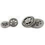 Bezelry Gear Metal Shank Buttons. Blazer Button Set. 3 Pcs of 23mm, 8 Pcs of 15mm (Gray Silver)