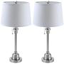 CO-Z White Table Lamp Set of 2, Modern Metal Desk Lamp in Brushed Steel Finish, 26 Inches in Height, Bedside Lamps for Office Bedroom Nightstand Accent, ETL. (Table Lamp Set of 2)