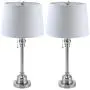 CO-Z White Table Lamp Set of 2, Modern Metal Desk Lamp in Brushed Steel Finish, 26 Inches in Height, Bedside Lamps for Office Bedroom Nightstand Accent, ETL. (Table Lamp Set of 2)