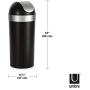 Umbra Venti 16.5-Gallon Swing Top Kitchen Trash Can – Large, 35-inch Tall Garbage Can for Indoor, Outdoor or Commercial Use, Black/Nickel
