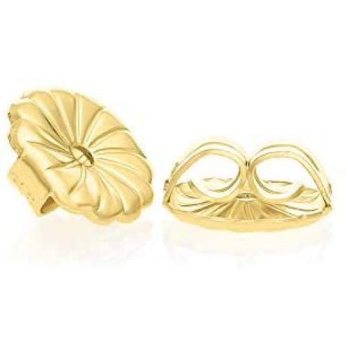 Art and Molly 14k Yellow Gold Earring Back Replacement Secure and Comfortable with Ear Locking Tension Grip Tight Nut (Medium)