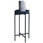 HAWOO Small Round Side Tables, Metal End Table with Removeable Wood Tray, (23.5'' Hx13.25 L), Adjust Accent Snack Table Coffee Table Nightstand for Living Room Bedroom, Navy