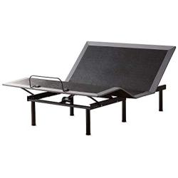 LUCID L150 Bed Base – Upholstered Frame – Head and Foot Incline – Wireless Remote Control Adjustable, Full, Charcoal