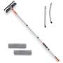 Baban Squeegee Window Cleaner 2 in 1 Window Cleaning Tool with Elbow and Straight Extension Pole, 61'' Telescopic Window Washing Equipment with Bendable Head for Car Indoor Outdoor High Windows (2 Pad)
