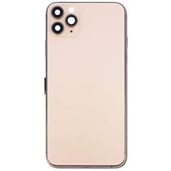 Group Vertical Replacement Back Glass Full Midframe Assembly Compatible with Apple iPhone 11 Pro Max (A2161, A2220, A2218) (6.5'') (Gold)