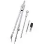 freneci Pro Students Metal Compass Drawing Measuring Portable Dividers Tool - Silver, Compasses with 5 Parts