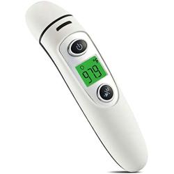 TODOLOR Ear Forehead Thermometer, Medical Digital Infrared Temporal Thermometer with Fever Alarm and Memory Function – Ideal for Babies, Infants, Children, Adults, Indoor, and Outdoor Use (White Gray)