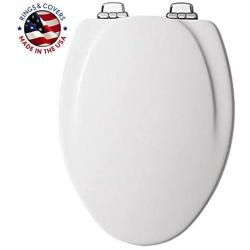 Mayfair 1830CHSL 000 Toilet Seat, 1 Pack-ELONGATED, White-Chrome Hinges