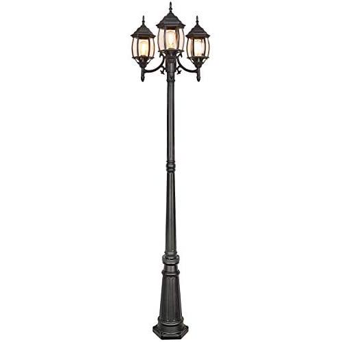 Outdoor Post Light with LED Bulbs, 3-Head Surface-Mount Post Combination, Wet Location Outdoor Street Light, LED Landscape Lamp Post Lighting for Backyard, Patio, Garden, Walkway, ETL Listed