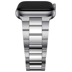 T-ENGINE Metal Band Compatible with Apple Watch SE Series 6 5 4 3 2/1, Upgraded Ultra Thin Band for 42mm 44mm Silver