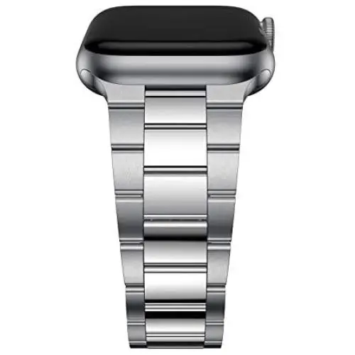 T-ENGINE Metal Band Compatible with Apple Watch SE Series 6 5 4 3 2/1, Upgraded Ultra Thin Band for 42mm 44mm Silver