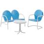 Crosley Furniture Griffith 3-Piece Metal Outdoor Conversation Set with Table, Loveseat, and Chair - Sky Blue