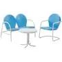 Crosley Furniture Griffith 3-Piece Metal Outdoor Conversation Set with Table, Loveseat, and Chair - Sky Blue Crosley Furniture Griffith 3-Piece Metal Outdoor Conversation Set with Table, Loveseat, and Chair - Sky Blue