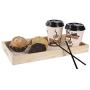Hammont Wooden Nested Serving Trays - Five Piece Set of Rectangular Shape Wood Trays for Crafts with Cut Out Handles | Kitchen Nesting Trays for Serving Pastries, Snacks, Mini Bars, Chocolate