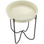 Outdoor Patio Side Table H Potter for Porch Deck Balcony Terrace Indoor Living Room Kitchen White Cream Small Spaces Removable Round Metal Tray Quick Folding End Tables for Coffee Drinks or Appetizers