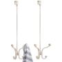 mDesign Metal Modern Long Easy Reach Over The Door Storage Organizer Rack - Hang Coats, Hoodies, Jackets, Hats, Scarves, Purses, Leashes, Towels, Robes, Clothing - 4 Hooks, 2 Pack - Satin