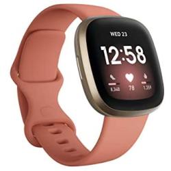 Fitbit Versa 3 Health & Fitness Smartwatch with GPS, 24/7 Heart Rate, Alexa Built-in, 6+ Days Battery, Pink/Gold, One Size (S & L Bands Included)