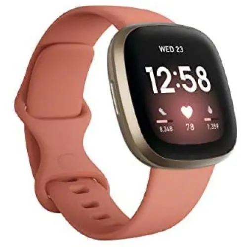 Fitbit Versa 3 Health & Fitness Smartwatch with GPS, 24/7 Heart Rate, Alexa Built-in, 6+ Days Battery, Pink/Gold, One Size (S & L Bands Included) Fitbit Versa 3 Health & Fitness Smartwatch with GPS, 24/7 Heart Rate, Alexa Built-in, 6+ Days Battery, Pink/Gold, One Size (S & L Bands Included)