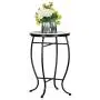 VINGLI Mosaic Outdoor Side Table, 14'' Round End Table, Accent Table,Glass Top Black Iron,White Cloud VINGLI Mosaic Outdoor Side Table, 14'' Round End Table, Accent Table,Glass Top Black Iron,White Cloud