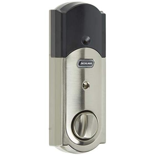 Schlage Z-Wave Connect Camelot Touchscreen Deadbolt with Built-In Alarm, Satin Nickel, BE469 CAM 619, Works with Alexa via SmartThings, Wink or Iris