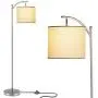 Addlon Floor Lamp for Living Room with Lamp Shade and 9W LED Bulb Modern Standing Lamp Floor Lamps for Bedrooms Silver