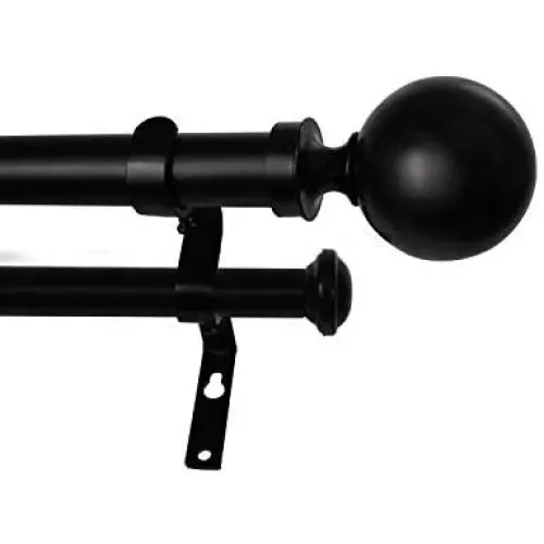 eTeckram 1'' Double Curtain Rod with Ball Finials - 28to 48, Black eTeckram 1'' Double Curtain Rod with Ball Finials - 28to 48, Black