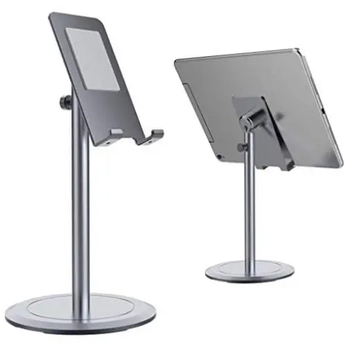 Sturdy Cell Phone Stand & Tablet Holder - Adjustable Height- Angle Metal iPhone Holder for Desk & Kitchen- Strong Alloy for All Devices- Tablet iPad Stands and Holders iPad Stand iPhone Stand