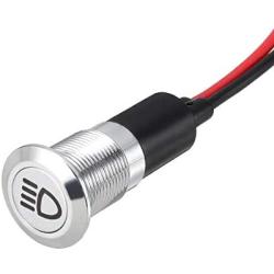 uxcell Pilot Dashboard Light DC 12V 12mm Red LED Signal Indicator Light Metal Shell with Symbol (High Beam)