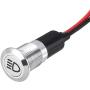 uxcell Pilot Dashboard Light DC 12V 12mm Red LED Signal Indicator Light Metal Shell with Symbol (High Beam)