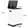 White Stainless Steel Step Trash Can - 16 Gallon Garbage Bin with Soft Close Lid - Dual Compartment Waste Can with 30 Liters Capacity in Each - Recycling Bin by ToiletTree Products White Stainless Steel Step Trash Can - 16 Gallon Garbage Bin with Soft Close Lid - Dual Compartment Waste Can with 30 Liters Capacity in Each - Recycling Bin by ToiletTree Products