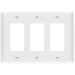 ENERLITES Decorator Light Switch or Receptacle Outlet Wall Plate, Mid-Size 3-Gang 4.88'' x 6.77'', Polycarbonate Thermoplastic, UL Listed, 8833M-W, White