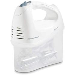 Hamilton Beach 6-Speed Electric Hand Mixer, Beaters and Whisk, with Snap-On Storage Case, White