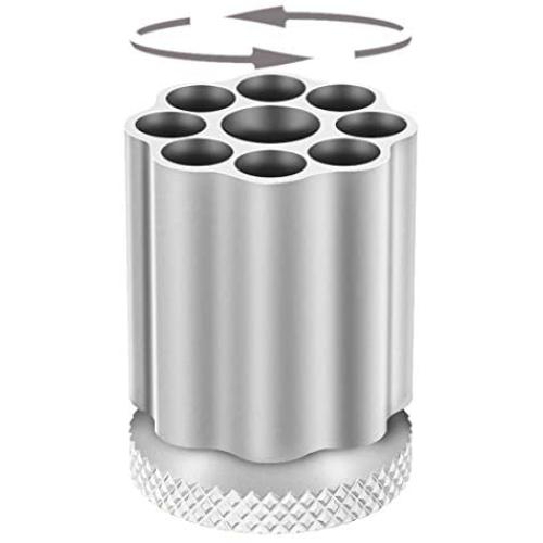 Quickly Revolver Pen Holder, Metal Pencil Holder, Silver/black/red Colors Office Supplies And Desk Organizers (Silver)