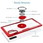 Galaxy Note 10+ Plus/Pro/5G Case,WATACHE Crystal Clear Carbon Fiber Design Armor Protective Case with 360 Degree Rotation Finger Ring Grip Holder Kickstand for Galaxy Note 10+/Plus,Red