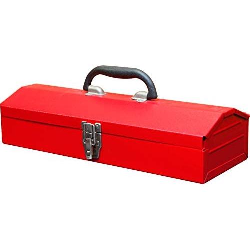 BIG RED TB102 Torin 16'' Hip Roof Style Portable Steel Tool Box with Metal Latch Closure, Red