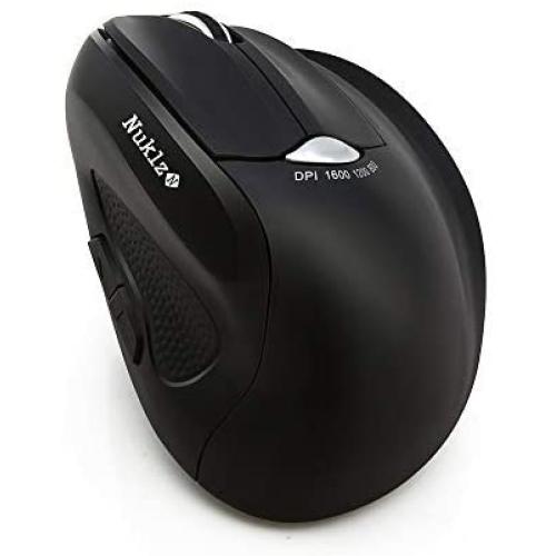 Nuklz N Ergonomic Vertical Wireless Mouse | Natural Hand Position Helps Reduce Hand, Wrist & Arm Pain | USB Dongle with Adjustable DPI & Next/Previous Buttons | Optical Mouse Perfect for Office Work